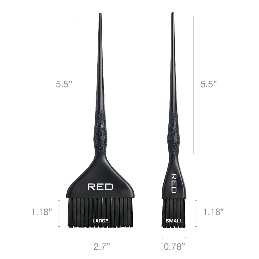 Red Professional Dual Tapered Dye Brush 2-Pack Large and Small HH306 - Image 3