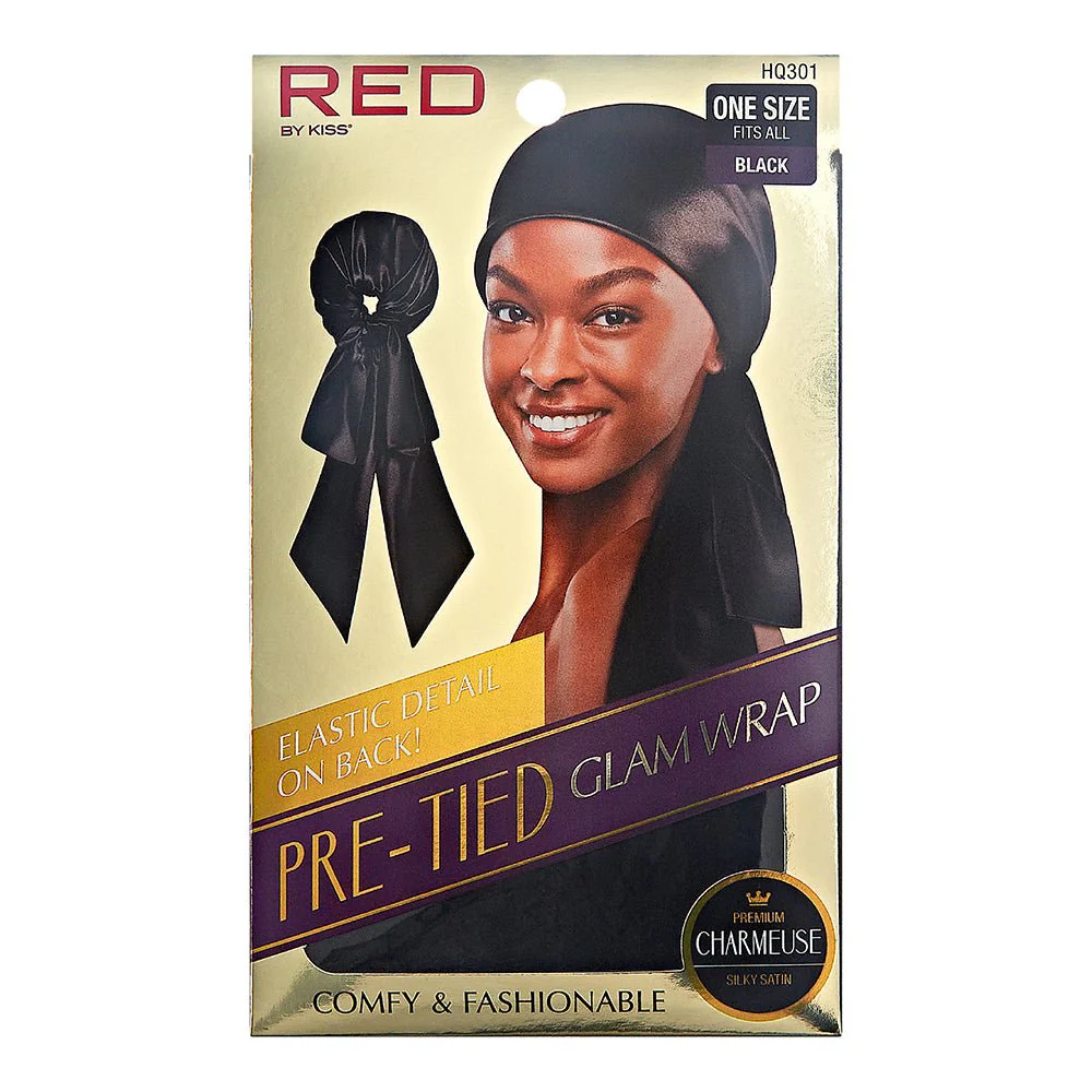 RED Silky Pre Tied Glam Wrap - Image 4