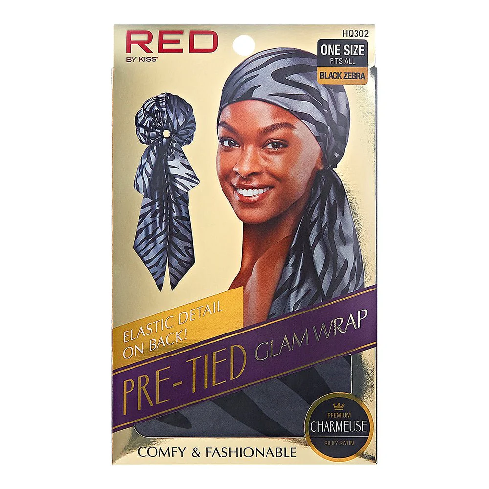 RED Silky Pre Tied Glam Wrap - Image 5