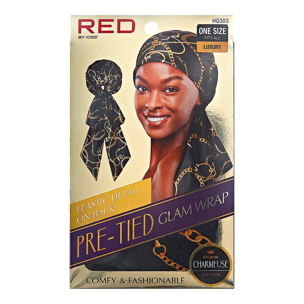 RED Silky Pre Tied Glam Wrap - Image 6