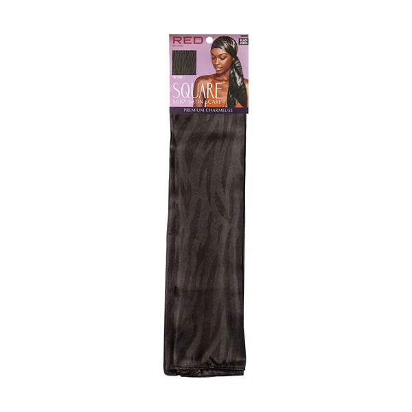 Woven Silky Satin Wrap Scarf - Black Zebra HQ199