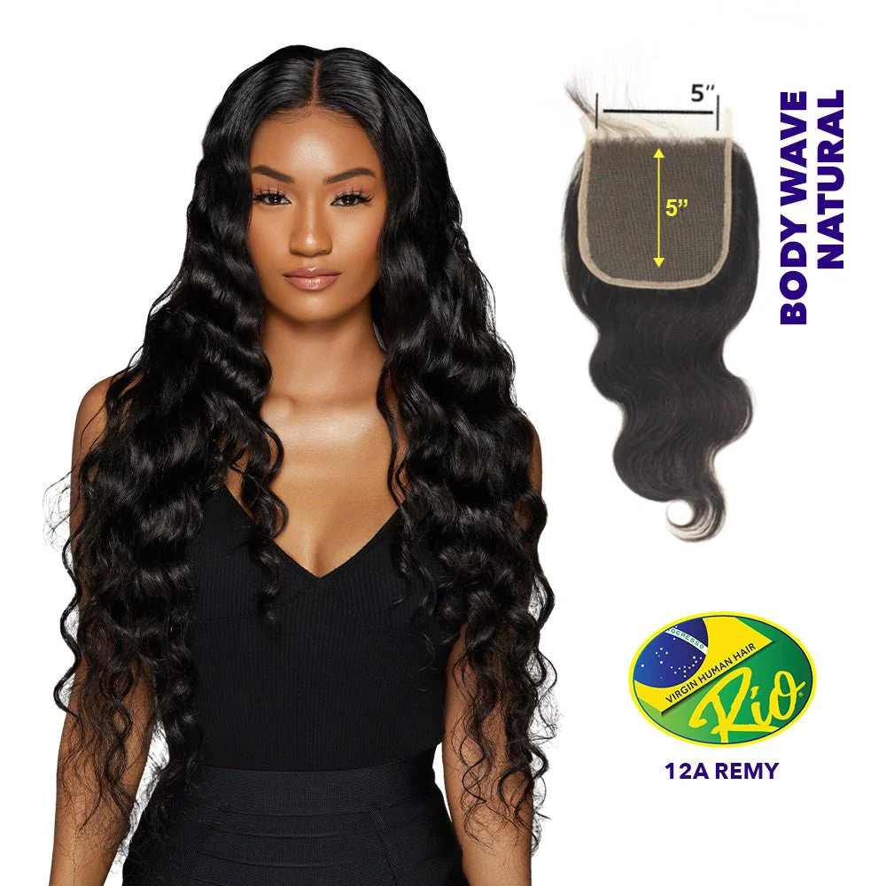 Rio 100% Virgin Human Hair Body Wave 5x5 Closure - Natural Color