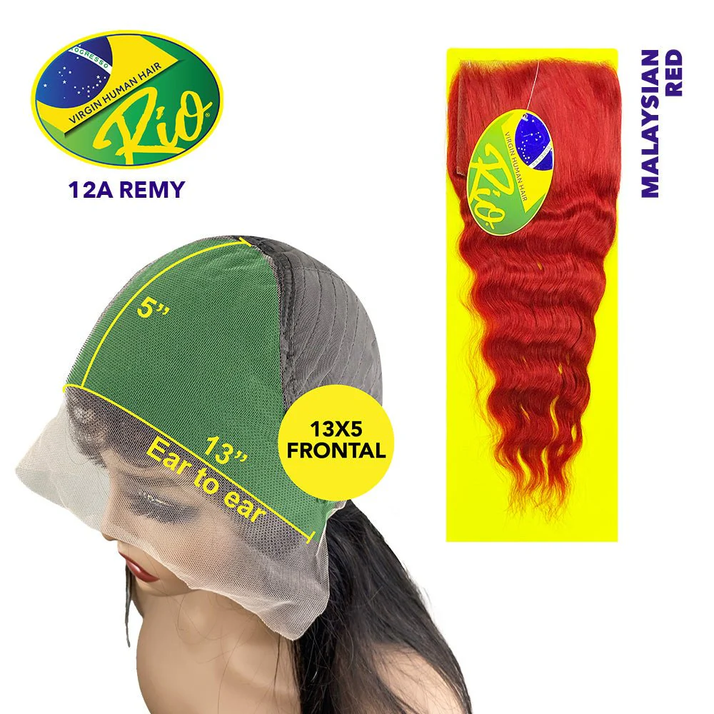 Rio 100% Virgin Human Hair Malaysian Wave 13x5 Closure - Red