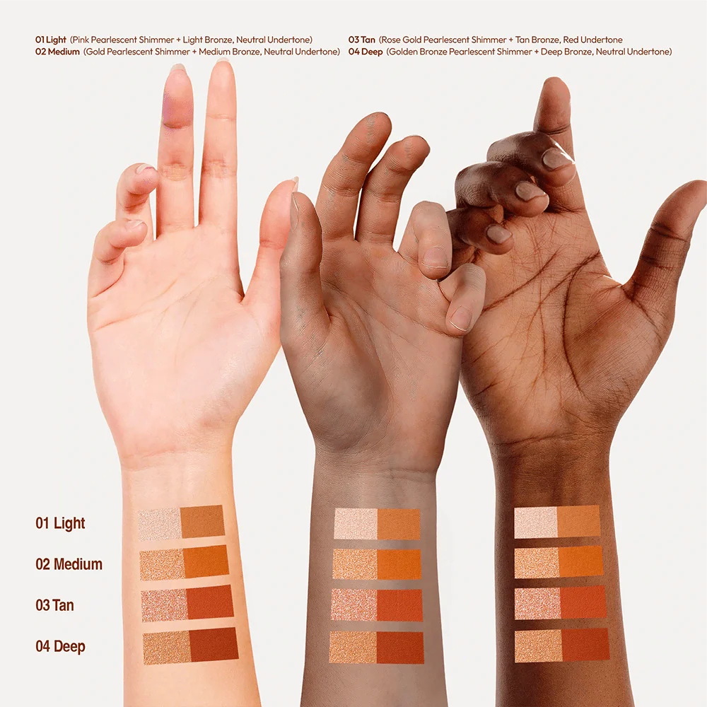 Ruby Kisses Glow & Bronze Highlighter Bronzer Duo β 2-in-1 Radiant Finish 4 Shades - Image 4