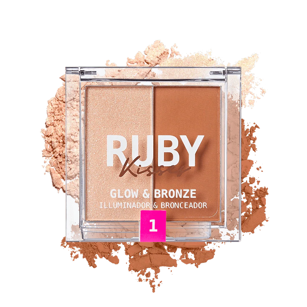 Ruby Kisses Glow & Bronze Highlighter Bronzer Duo β 2-in-1 Radiant Finish 4 Shades - Image 5