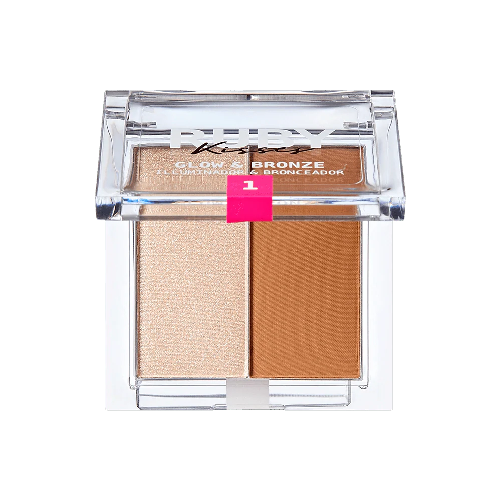 Ruby Kisses Glow & Bronze Highlighter Bronzer Duo β 2-in-1 Radiant Finish 4 Shades - Image 6