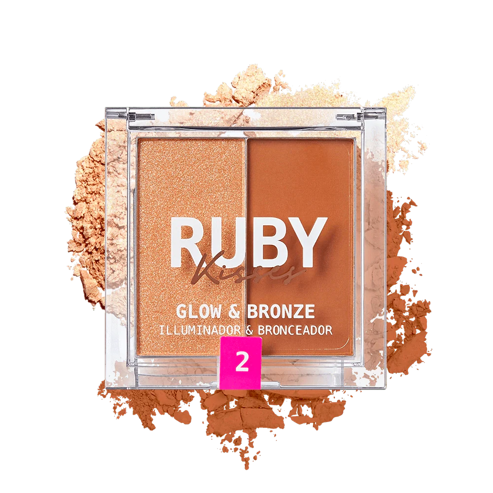 Ruby Kisses Glow & Bronze Highlighter Bronzer Duo β 2-in-1 Radiant Finish 4 Shades - Image 7