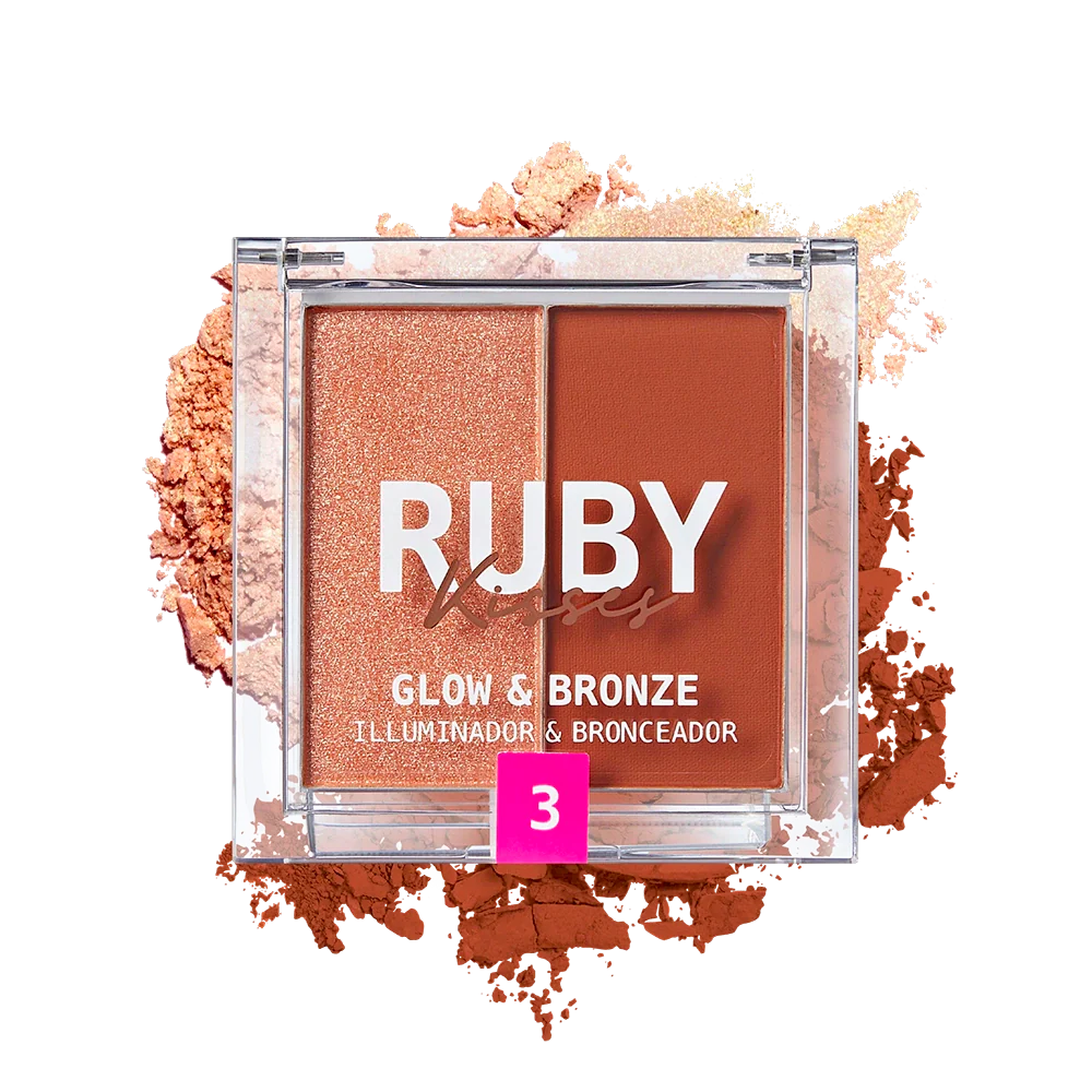 Ruby Kisses Glow & Bronze Highlighter Bronzer Duo β 2-in-1 Radiant Finish 4 Shades - Image 9