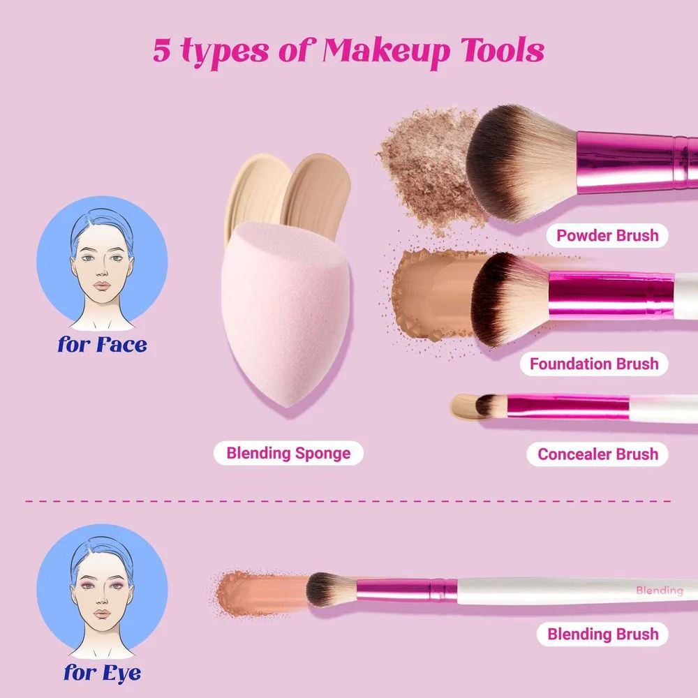Ruby Kisses Makeup Brush Kit – Face, Eye & Complexion Sets - Image 11