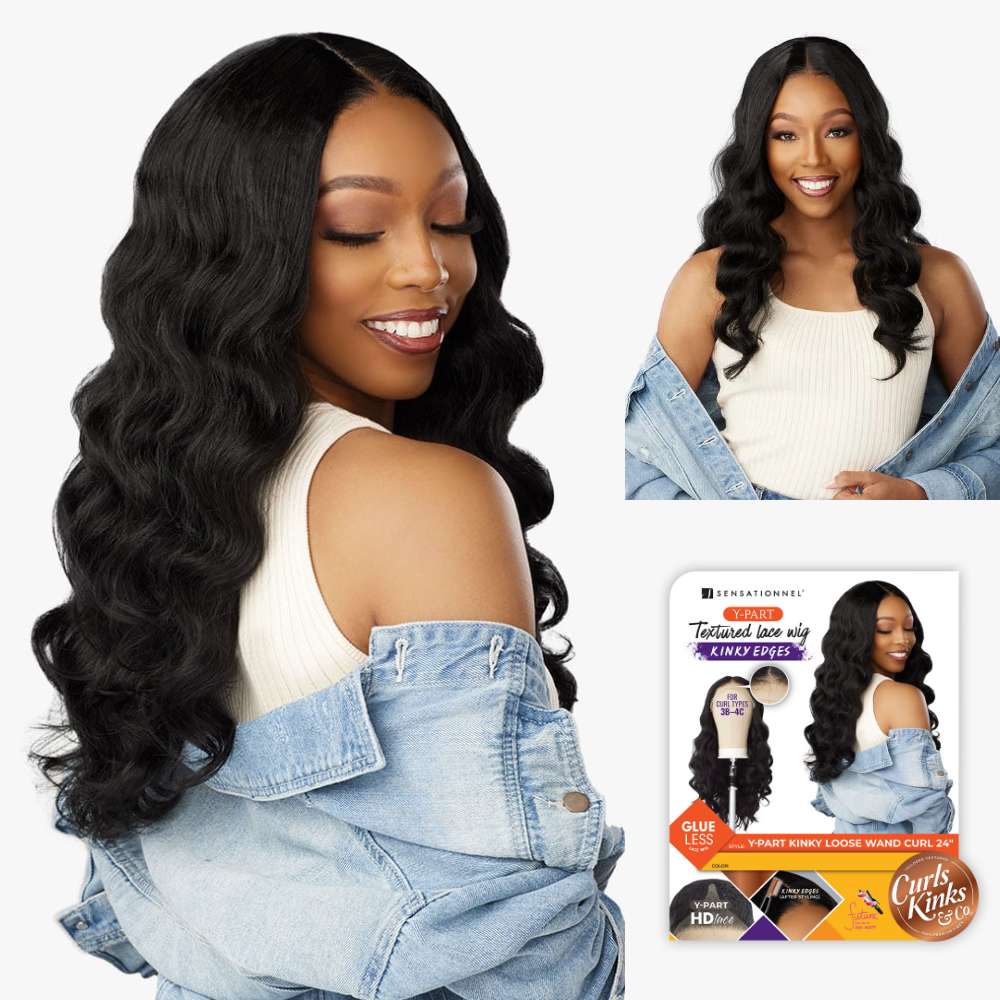 Sensationnel Curls Kinks & Co. HD Lace Y‑Part Wig – Kinky Loose Wand Curl 24″