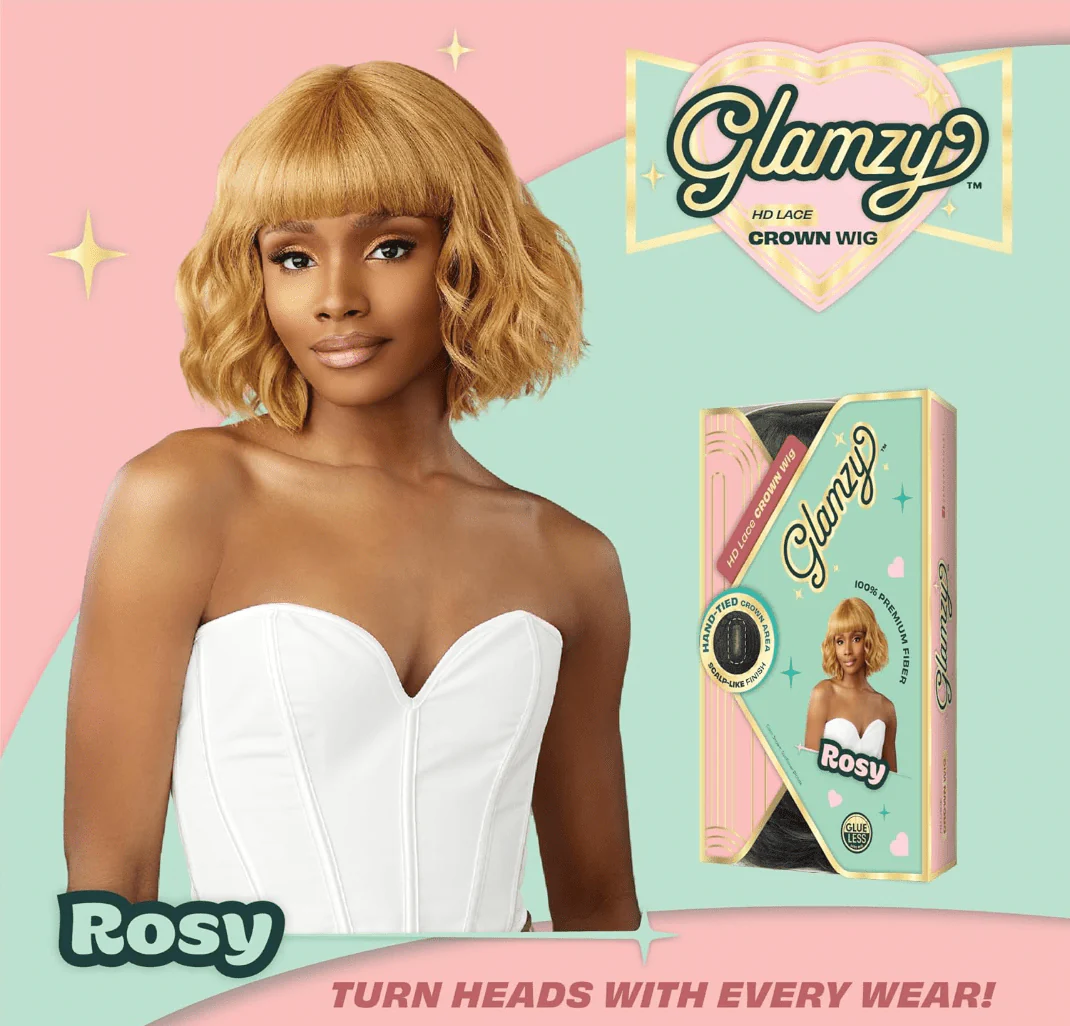 Sensationnel Glamzy Synthetic HD Lace Part Glueless Wig - Rosy - Image 11