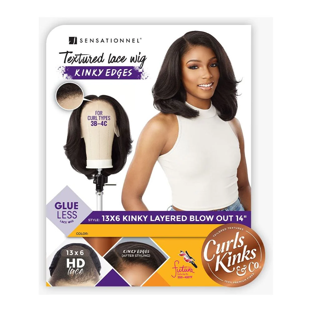 Sensationnel Kinky Edges 13x6 Synthetic HD Lace Front Wig - Kinky Layered Blow Out 14" - Image 7