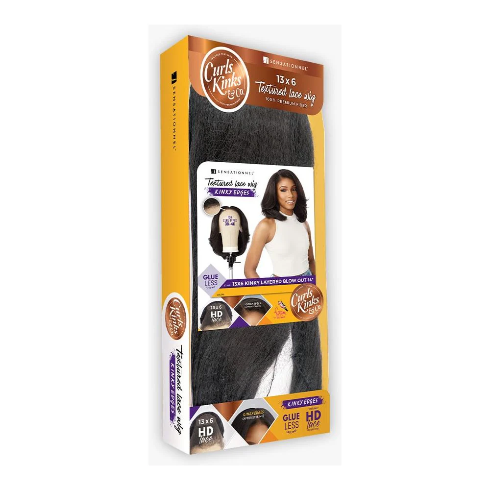 Sensationnel Kinky Edges 13x6 Synthetic HD Lace Front Wig - Kinky Layered Blow Out 14" - Image 8