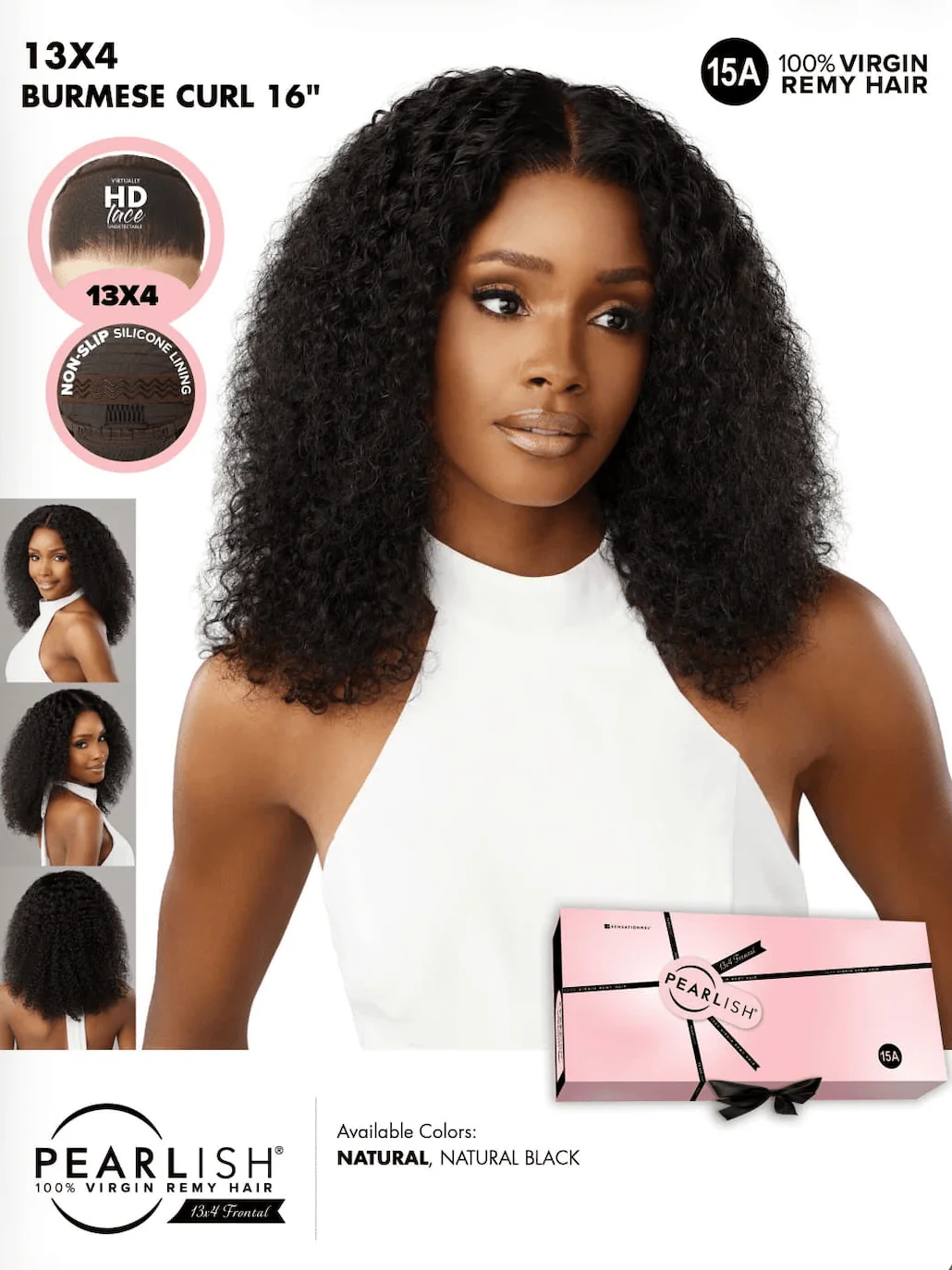 Sensationnel Pearlish Glueless 13x4 HD Lace Frontal Wig β Burmese Curl 16"
