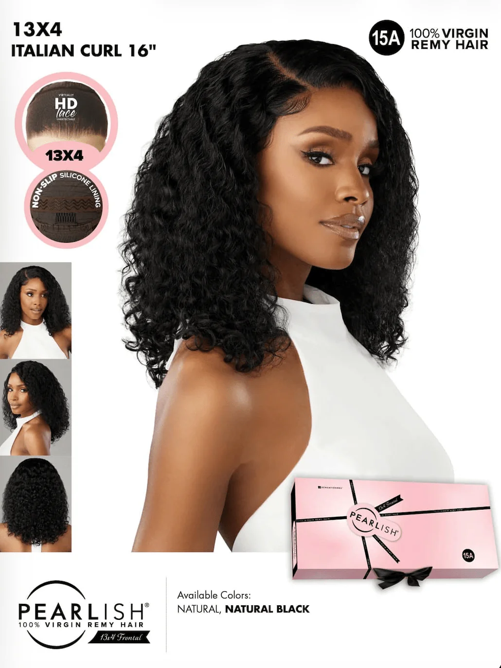 Sensationnel Pearlish Glueless 13x4 HD Lace Frontal Wig β Italian Curl 16"