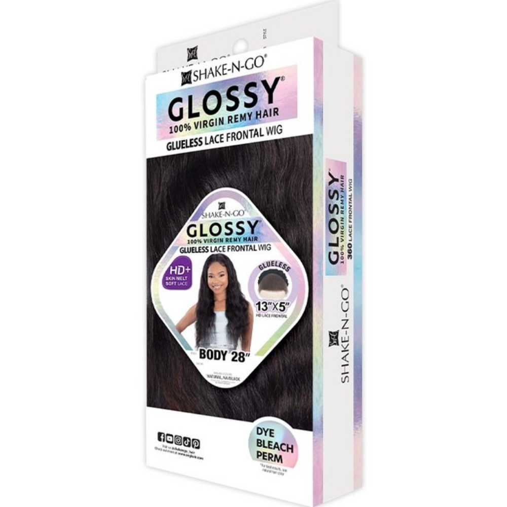 Shake-N-Go Glossy Glueless Lace Frontal Wig – Body 28" - Image 4