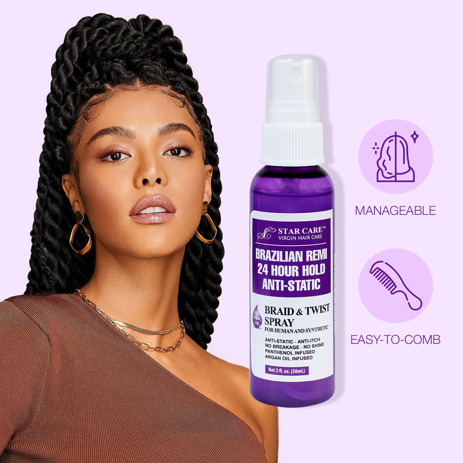 Star Care Detangler Spray – 24H Hold – 2 oz - Image 8
