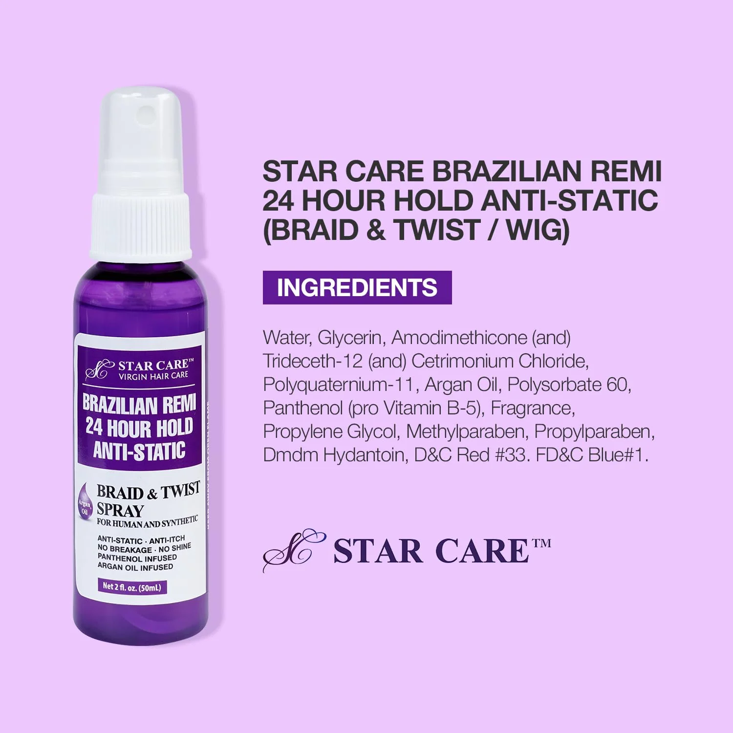 Star Care Detangler Spray – 24H Hold – 2 oz - Image 9