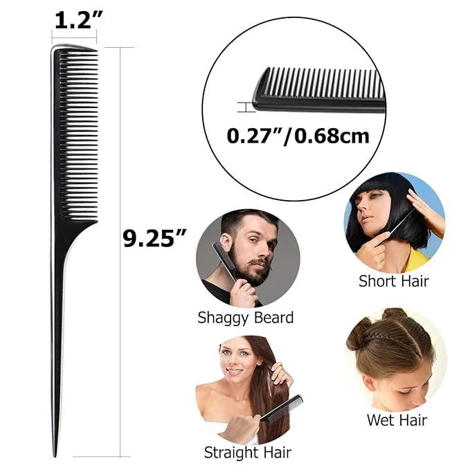 Sturdy Fine-Tooth Rat Tail Comb with Long Handle - Image 3