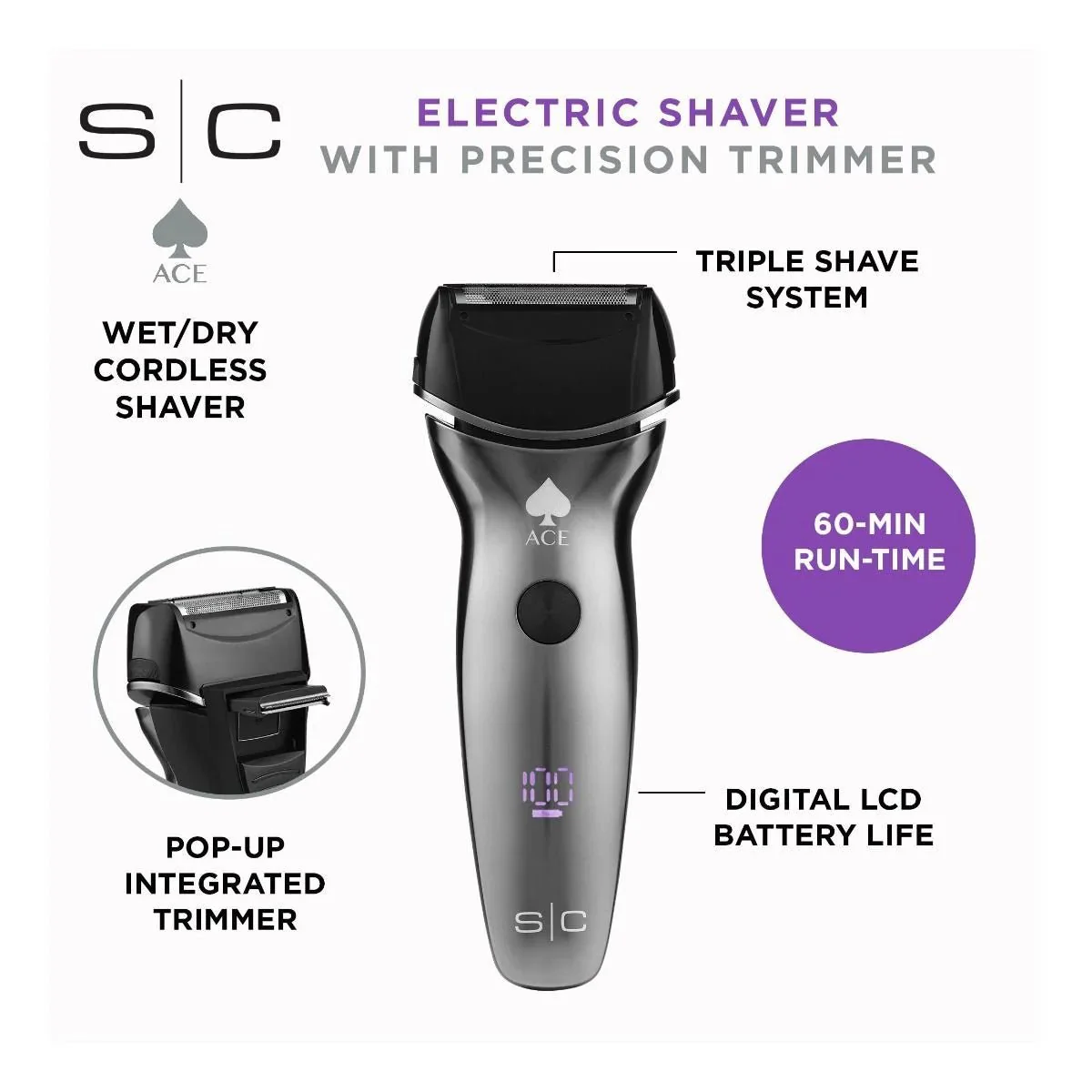 StyleCraft Ace Triple Foil Shaver with trimmer - Image 6