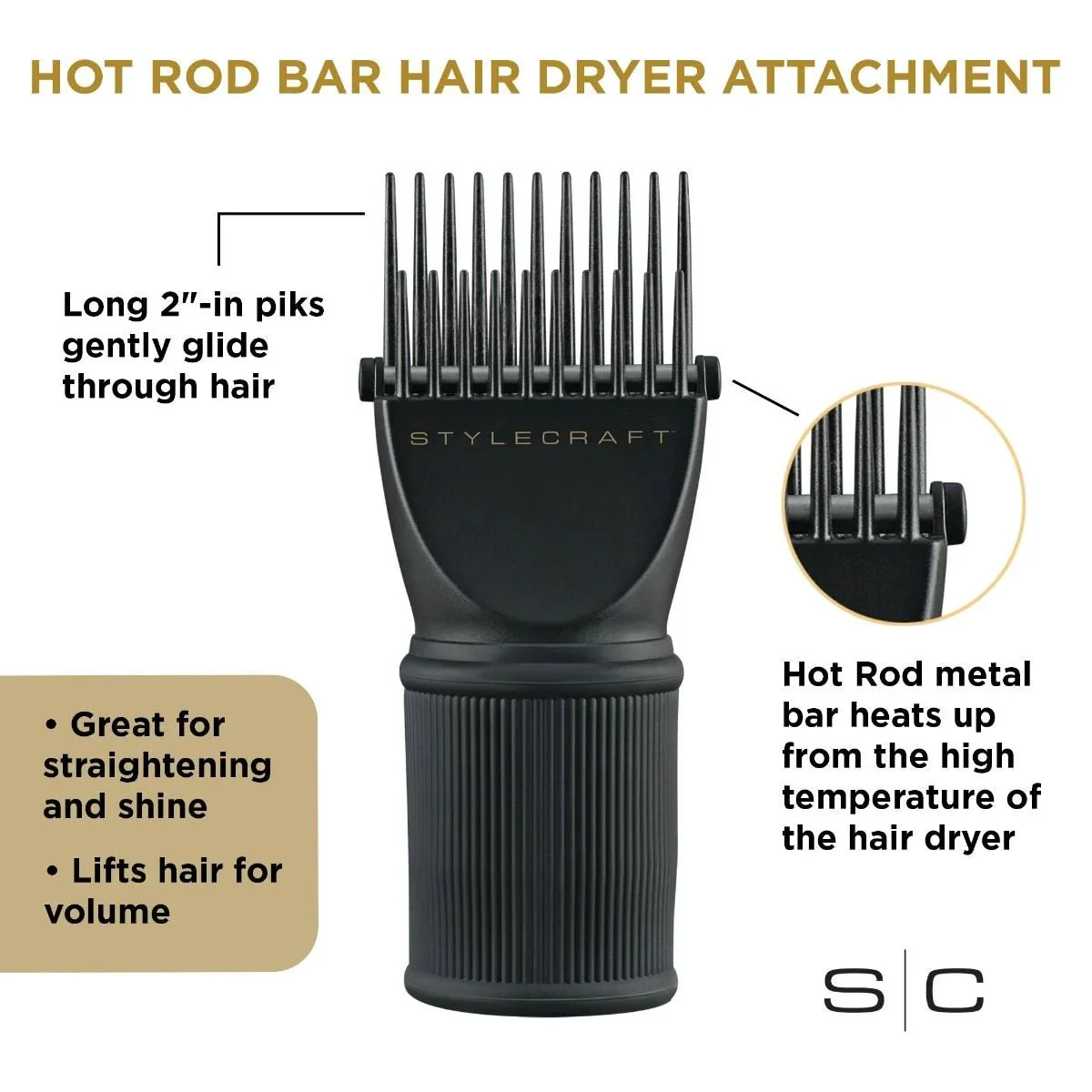 StyleCraft Hot Rod Bar Pik Hair Dryer Attachment - Image 7