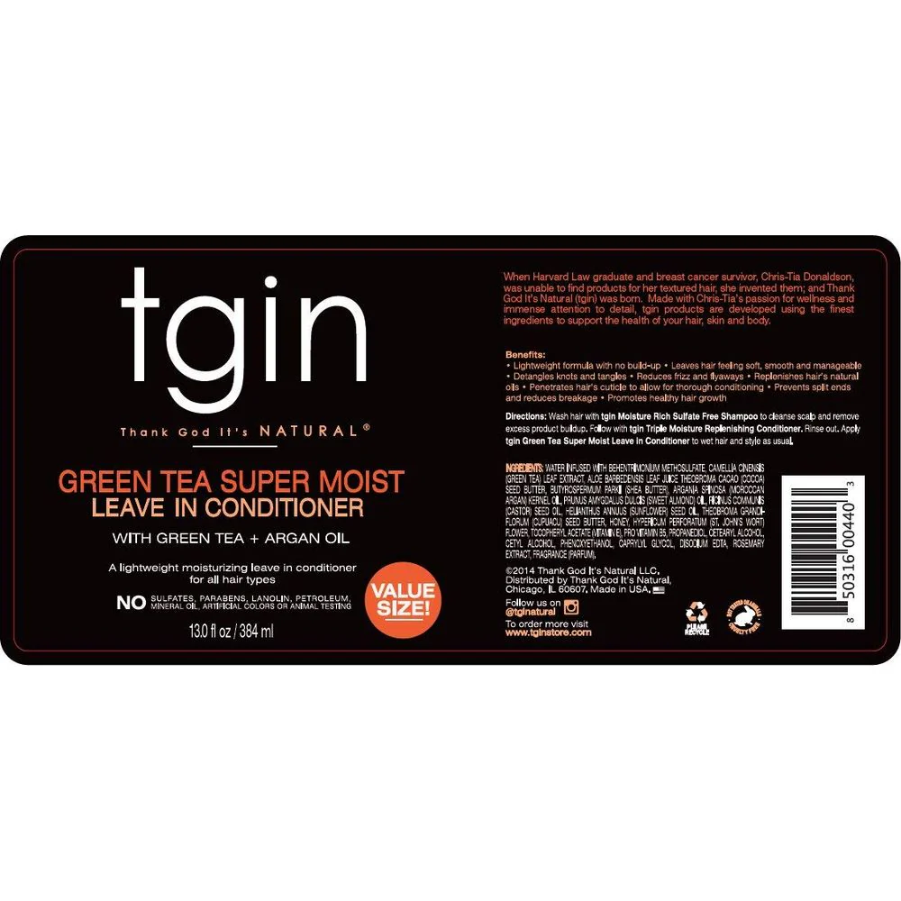 TGIN Green Tea Super Moist Leave-In Conditioner - 13 oz - Image 5
