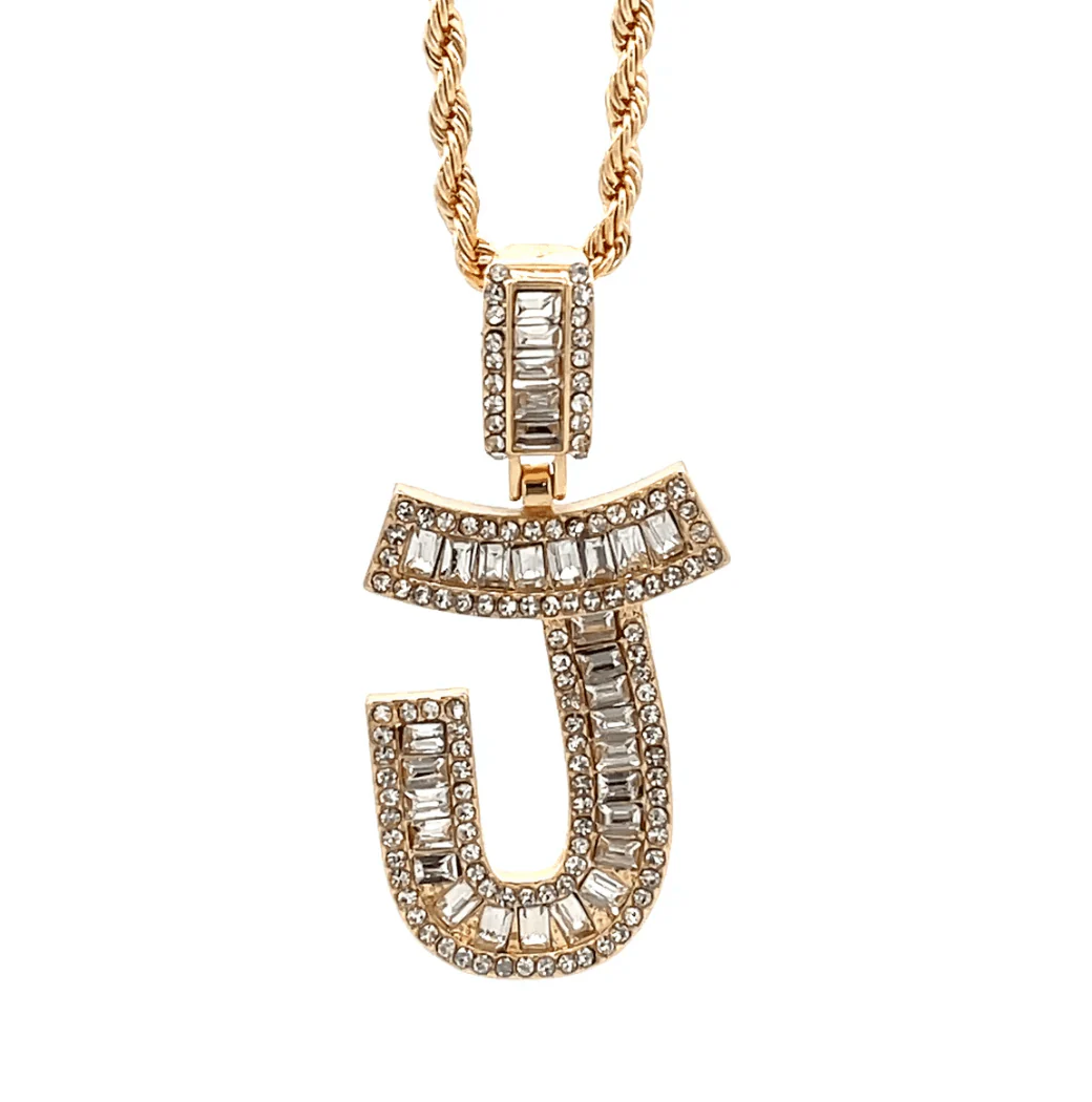 The One Jewelry Baguette Initial Necklace - Letter Pendant - Image 12