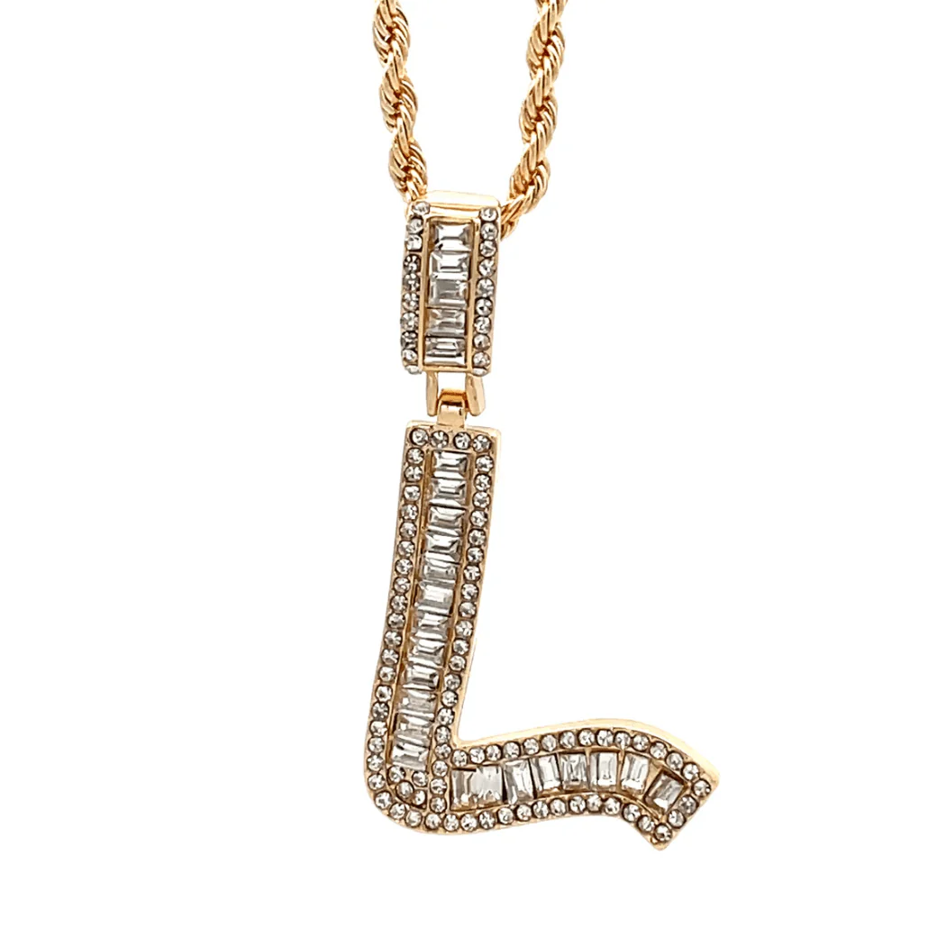 The One Jewelry Baguette Initial Necklace - Letter Pendant - Image 3