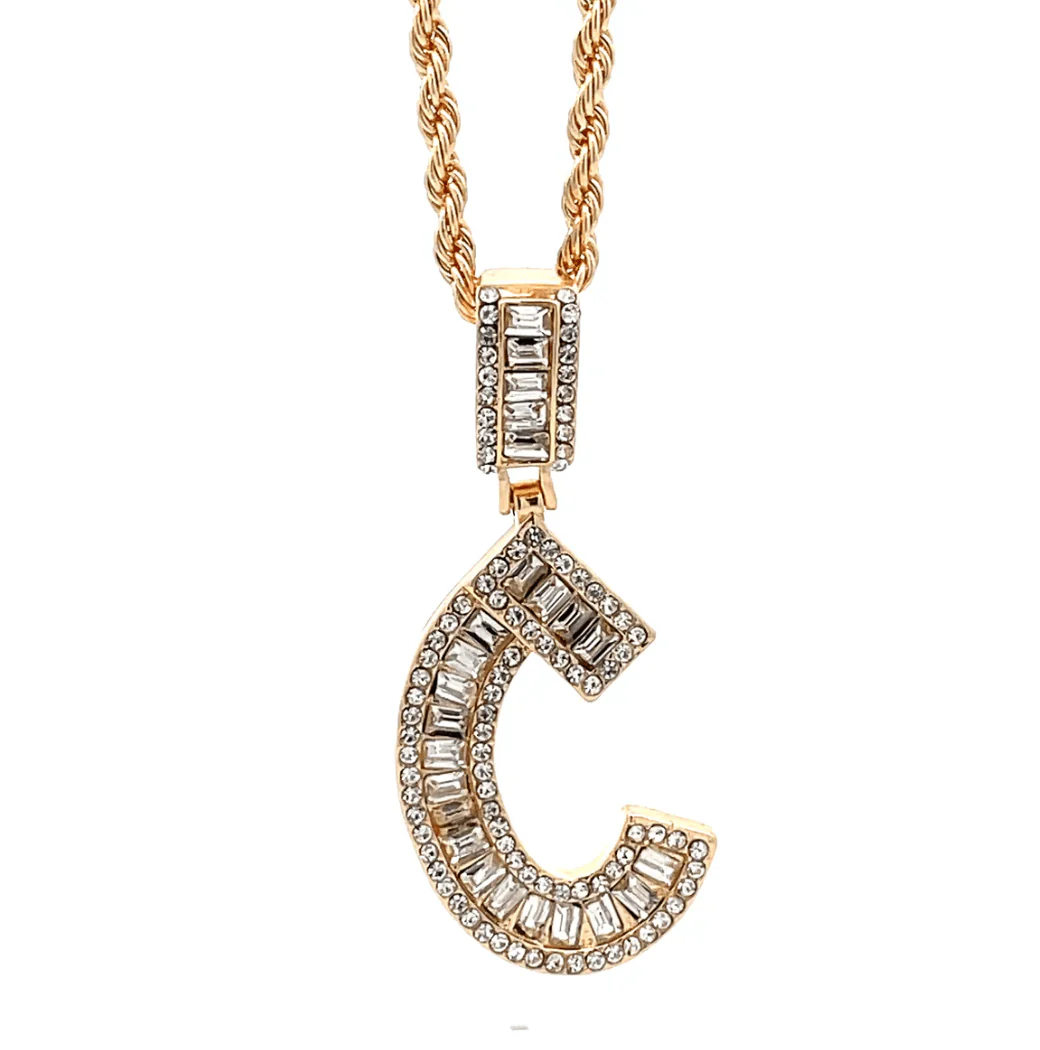 The One Jewelry Baguette Initial Necklace - Letter Pendant - Image 4