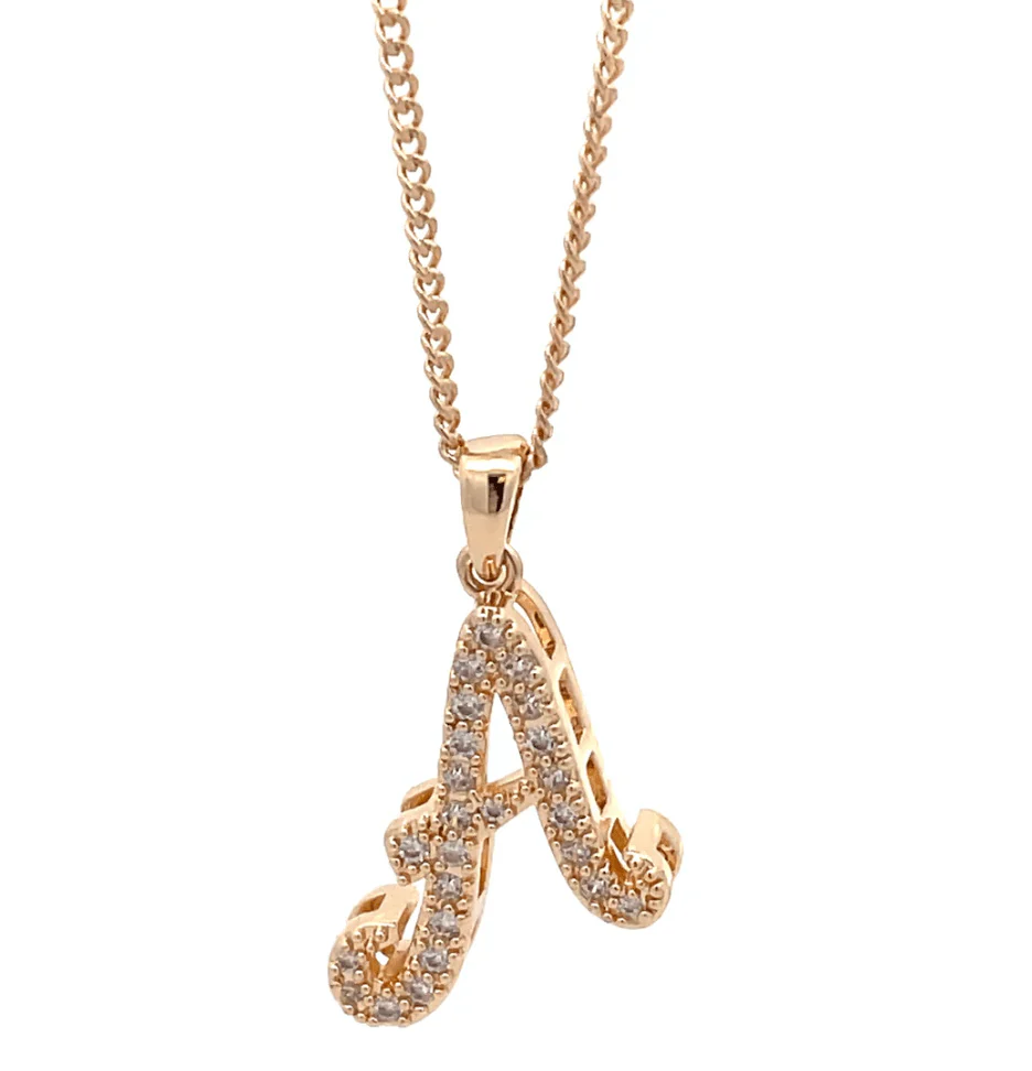 The One Jewelry Fancy Stone Initial Necklace - Letter Pendant