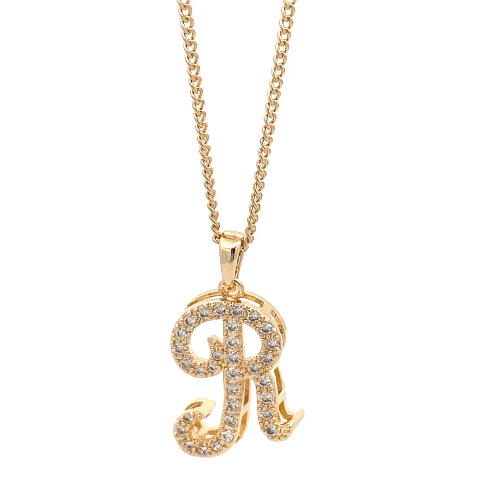 The One Jewelry Fancy Stone Initial Necklace - Letter Pendant - Image 10