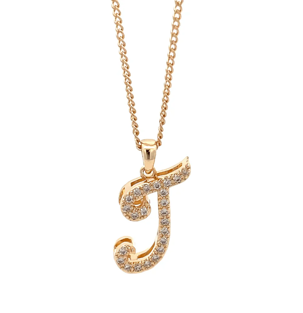 The One Jewelry Fancy Stone Initial Necklace - Letter Pendant - Image 12