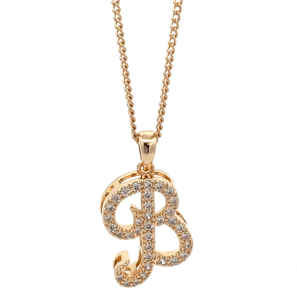 The One Jewelry Fancy Stone Initial Necklace - Letter Pendant - Image 2