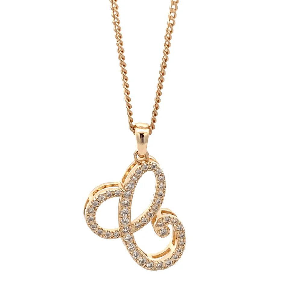 The One Jewelry Fancy Stone Initial Necklace - Letter Pendant - Image 3