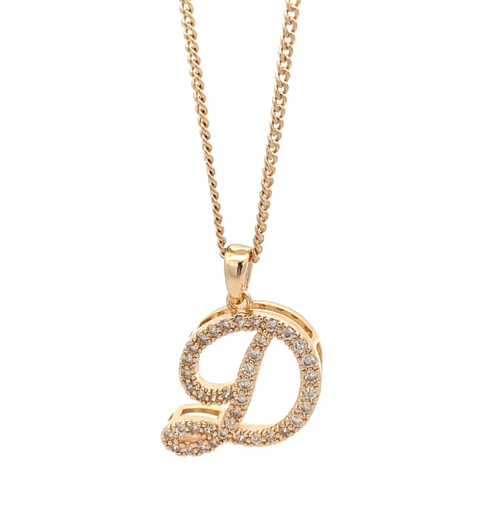 The One Jewelry Fancy Stone Initial Necklace - Letter Pendant - Image 4