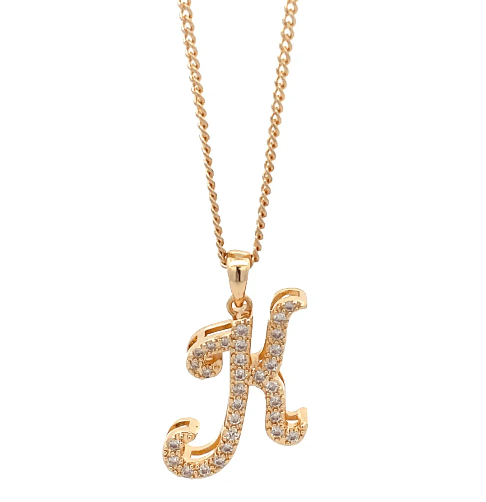 The One Jewelry Fancy Stone Initial Necklace - Letter Pendant - Image 6