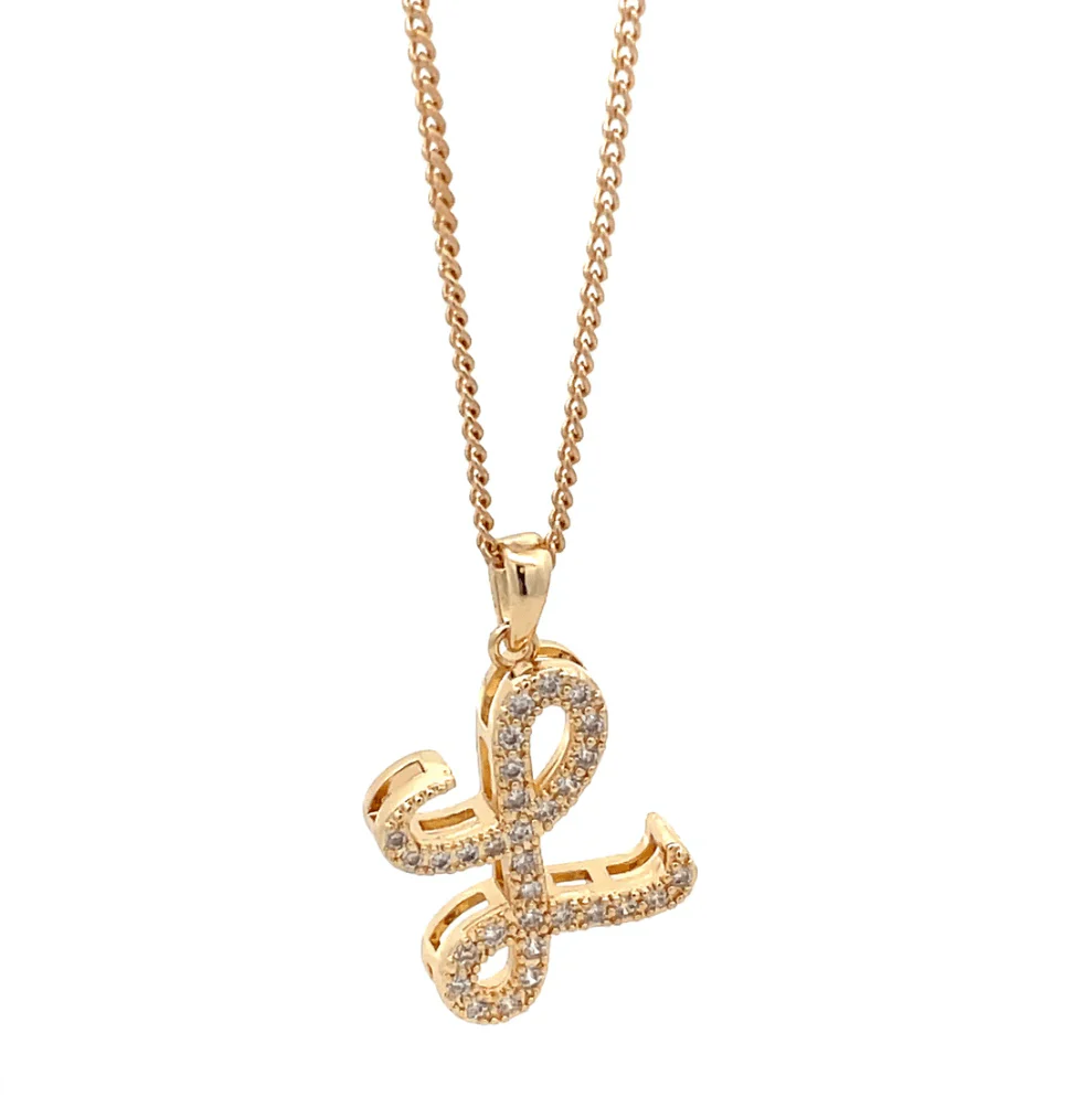 The One Jewelry Fancy Stone Initial Necklace - Letter Pendant - Image 7