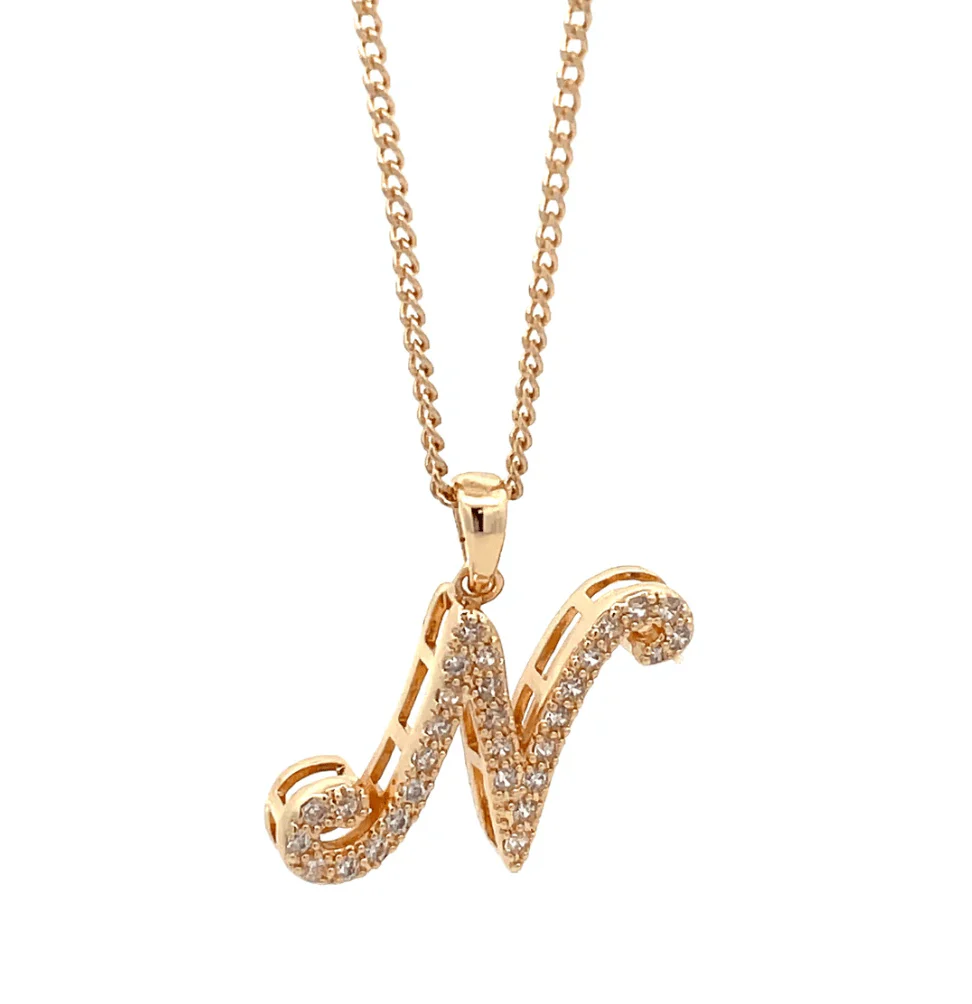 The One Jewelry Fancy Stone Initial Necklace - Letter Pendant - Image 9