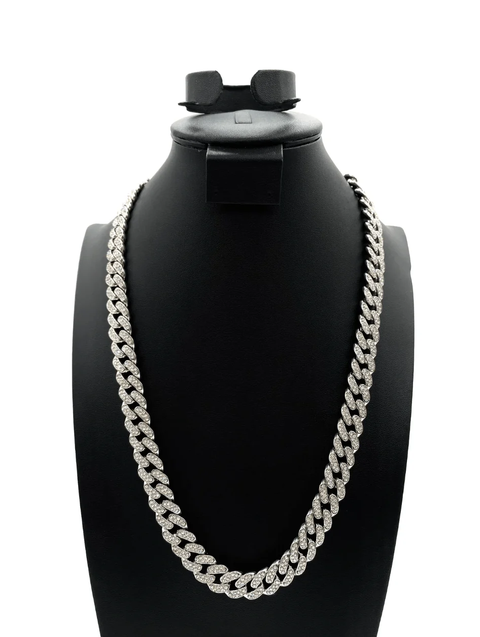 The One Jewelry Iced Out Diamond Silver Necklace - 9 Styles