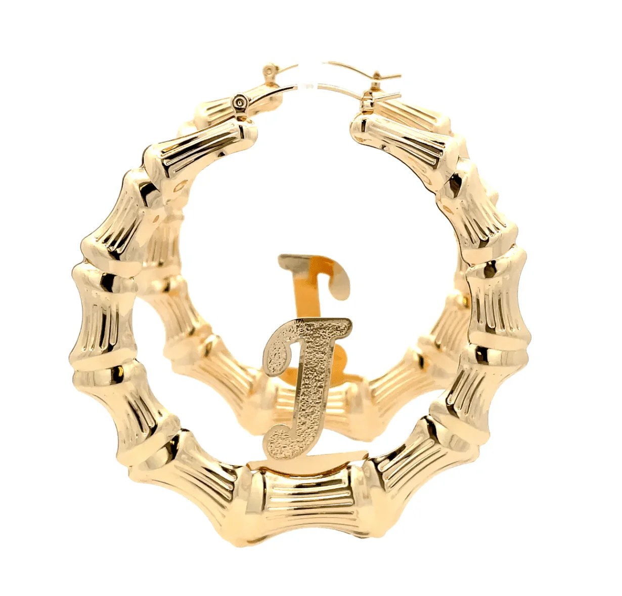 The One Jewelry Large Bamboo Initial Earrings - 70mm - Image 5