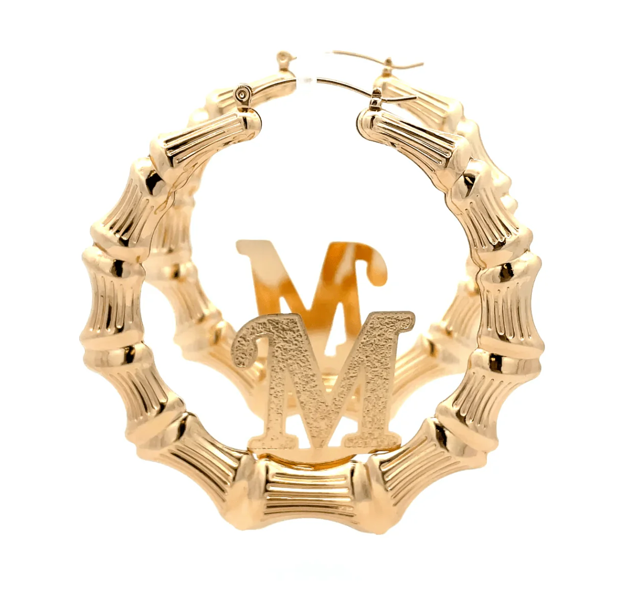 The One Jewelry Large Bamboo Initial Earrings - 70mm - Image 8
