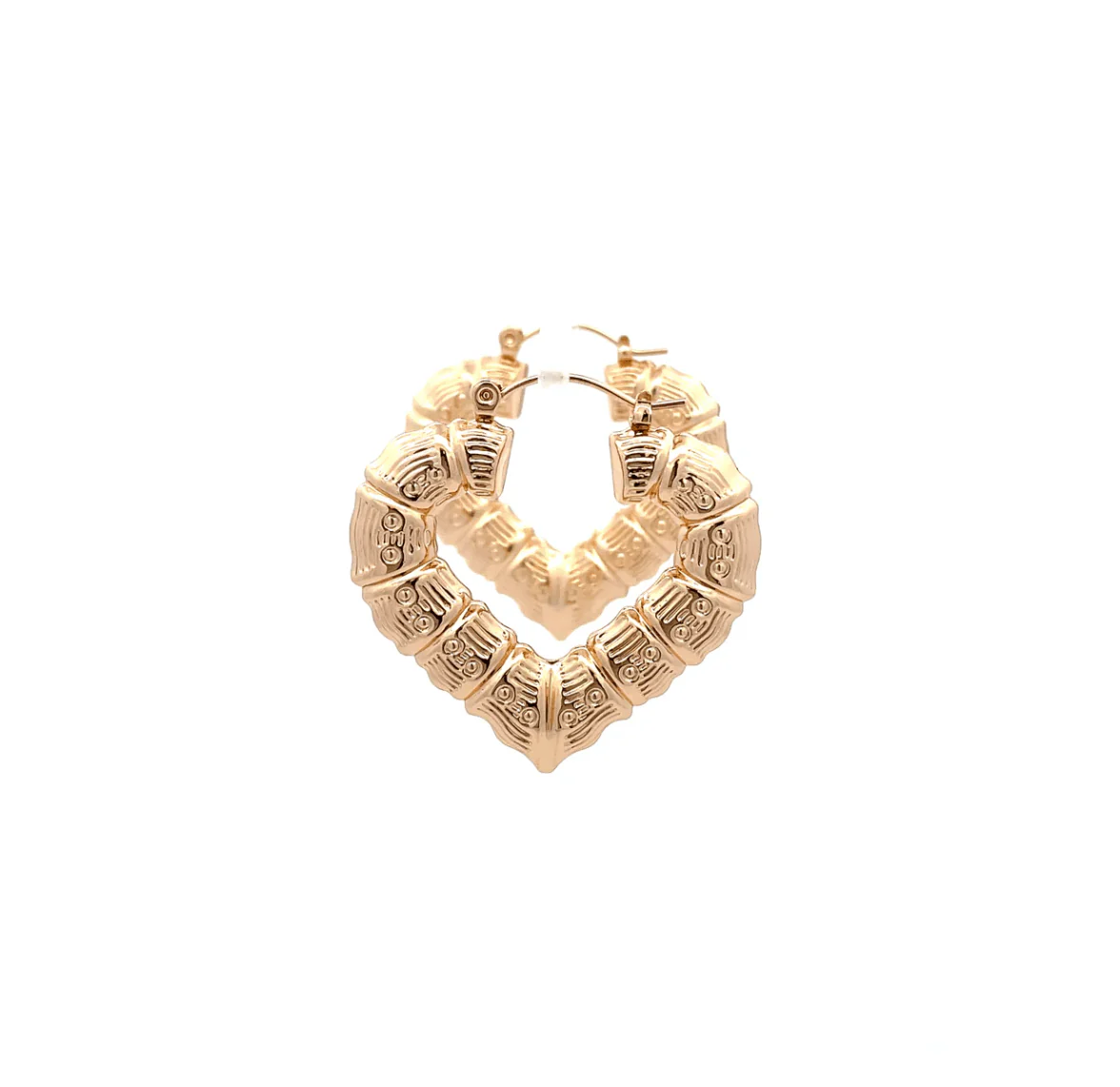 The One Jewelry New Bamboo Heart Earrings - Gold Style