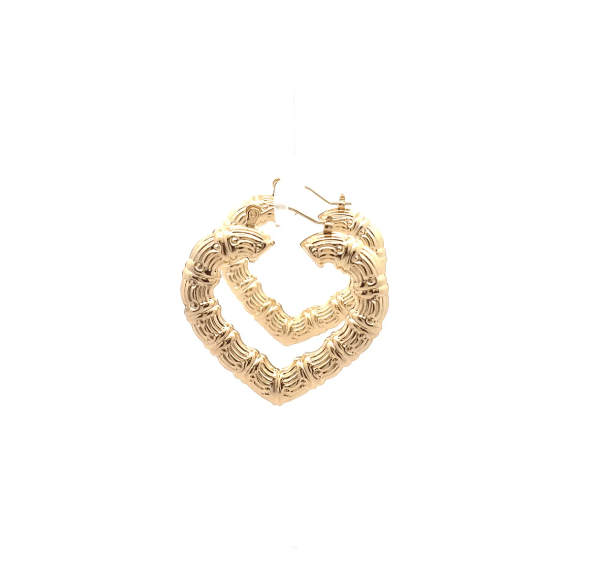 The One Jewelry New Bamboo Heart Earrings - Gold Style - Image 2
