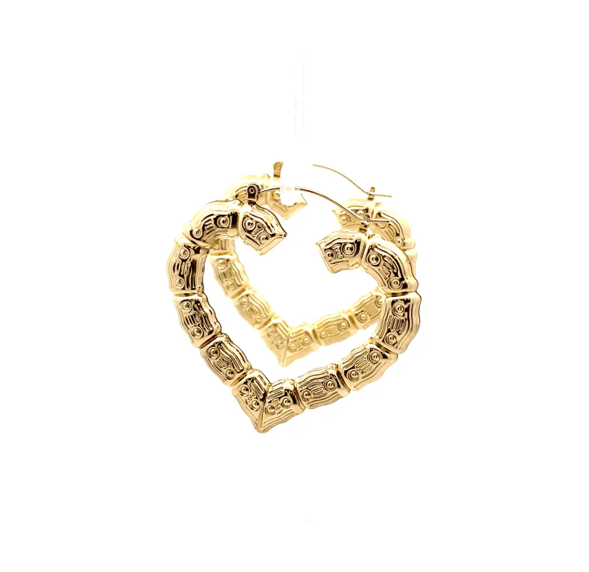 The One Jewelry New Bamboo Heart Earrings - Gold Style - Image 4