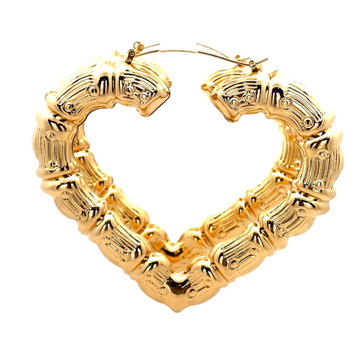 The One Jewelry New Bamboo Heart Earrings - Gold Style - Image 8