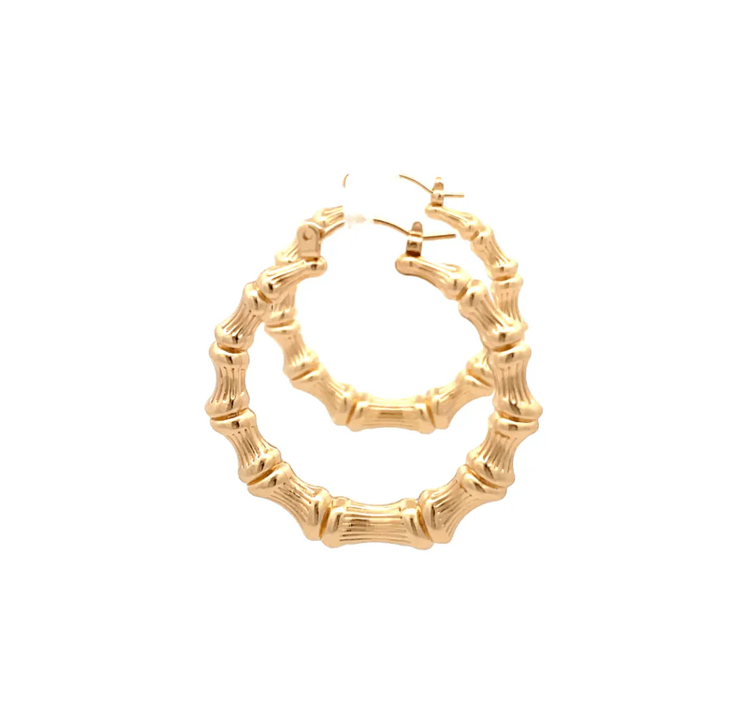 The One Jewelry New Bamboo Hoop Earrings 21mm - Gold Style - Image 2