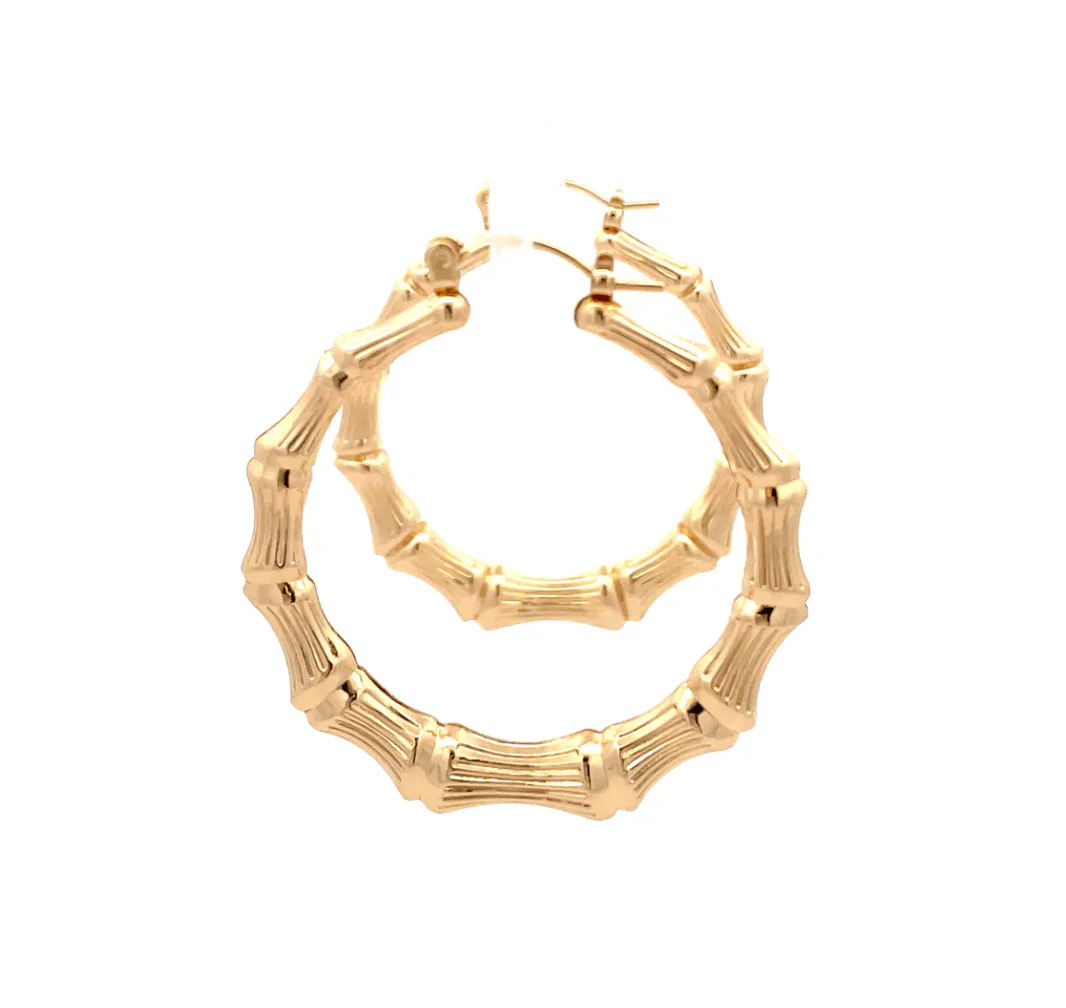 The One Jewelry New Bamboo Hoop Earrings 21mm - Gold Style - Image 3