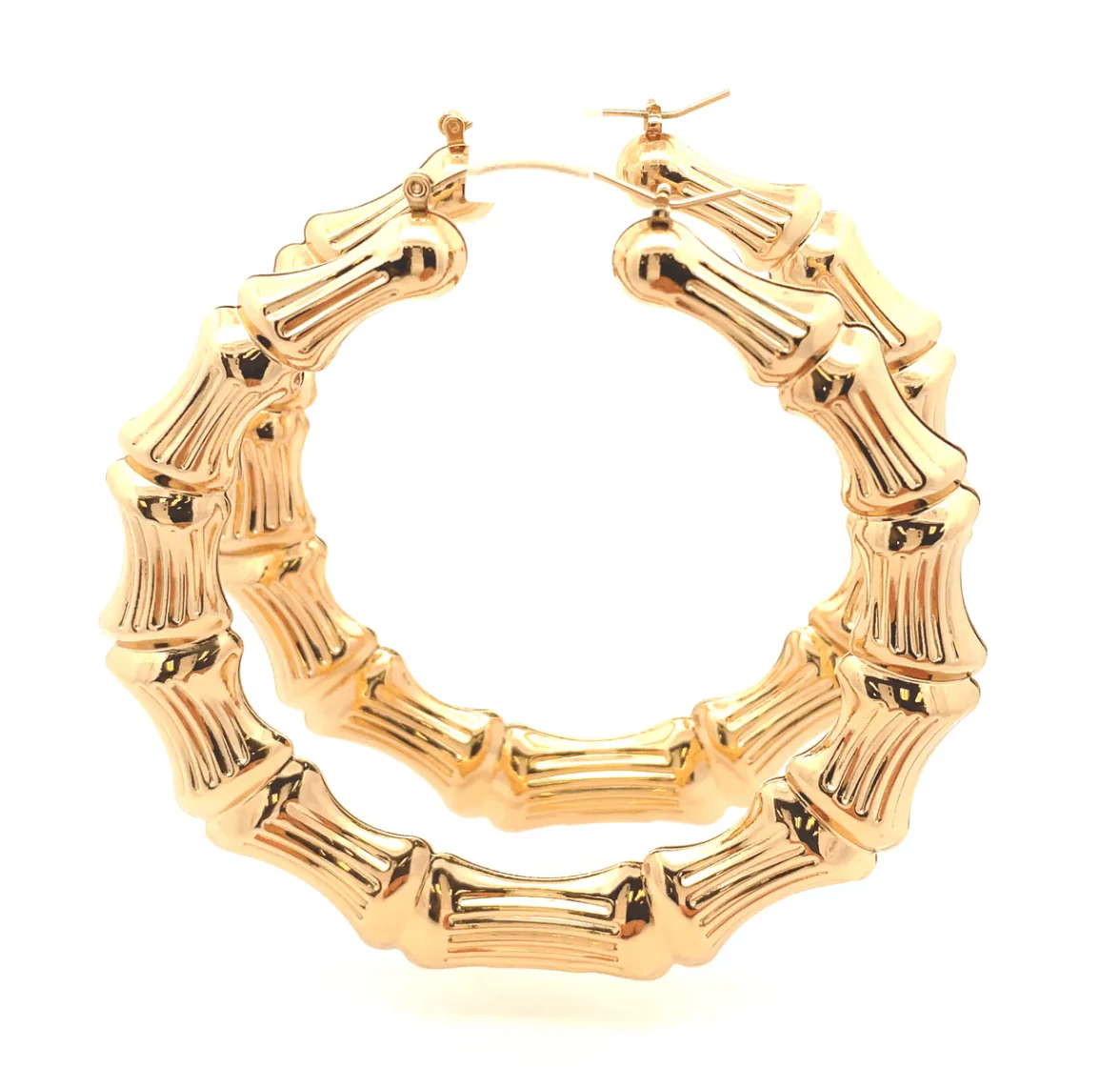 The One Jewelry New Bamboo Hoop Earrings 21mm - Gold Style - Image 6