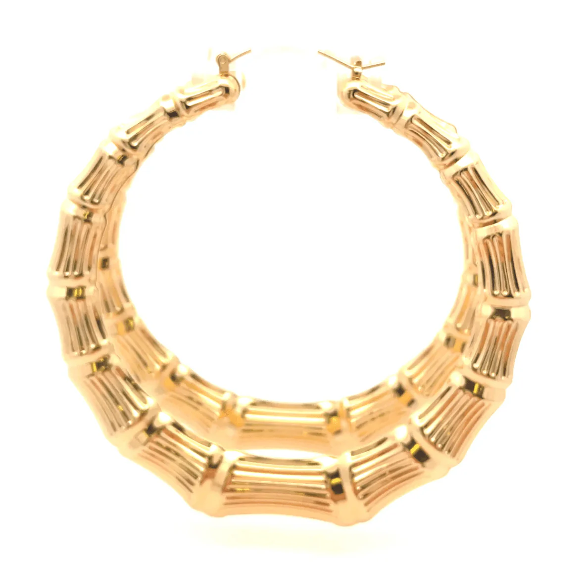 The One Jewelry New Bamboo Hoop Earrings 21mm - Gold Style - Image 7
