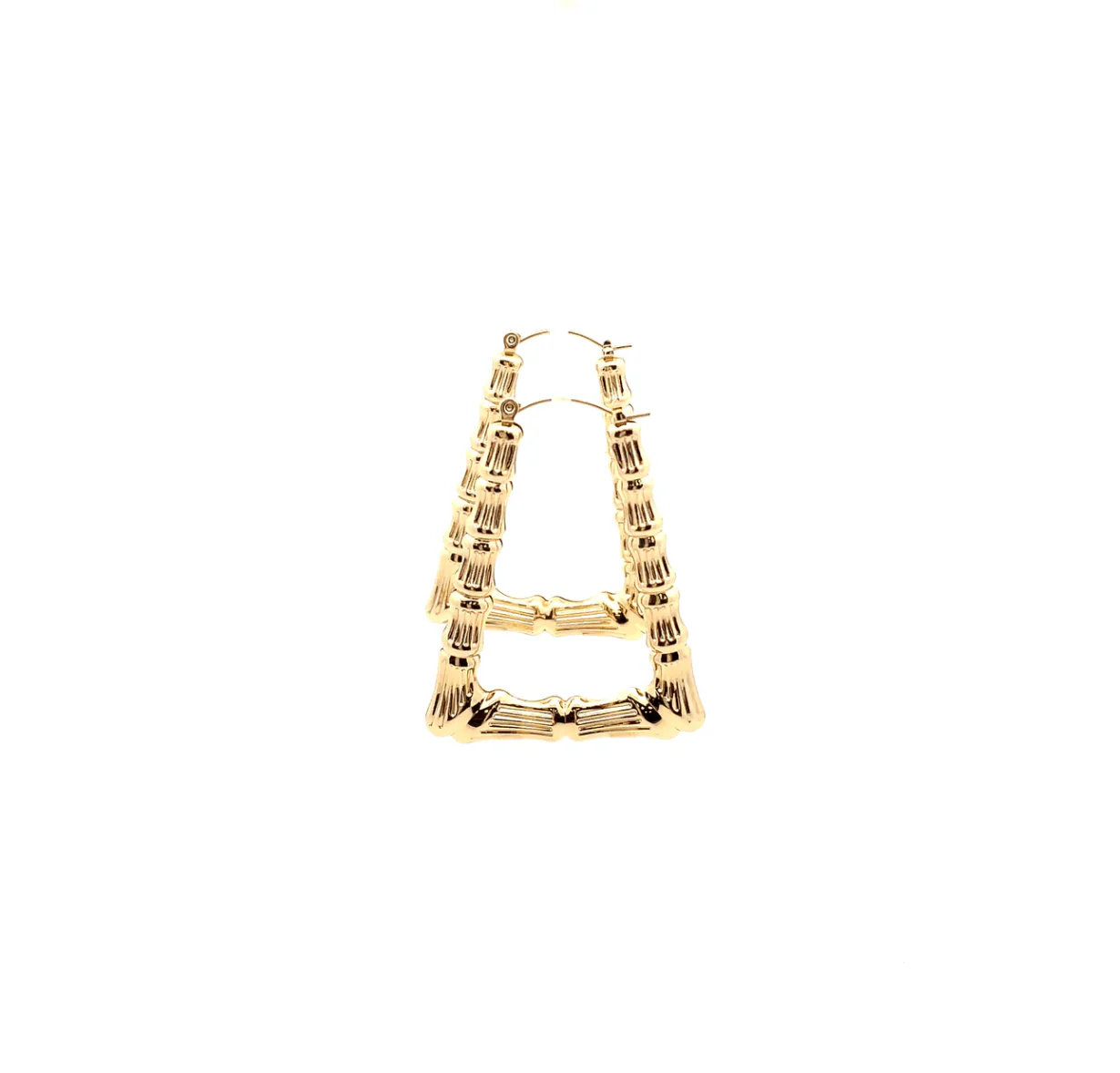 The One Jewelry New Bamboo Rectangle Earrings - Gold Style